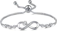 Pulsera Mujer Plata de Ley 925 Infinito Amor Pulseras de Zirconia Cúbica Corazón,Pulsera Mujer Plata de Ley 925 Infinito Pulseras Ajustable - details 0