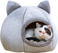 Cama Para Gato Cueva Lavable Cama Para Mascotas Plegable Con Removible Medio Calor Para Gatos Pequeños Y Perros Pequeños - details 1