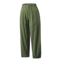 Pantalones Anchos De Algodón Para Mujer En Color Sólido Con Cintura Elástica Y Bolsillos Estilo Casual Vintage Streetwear - details 12