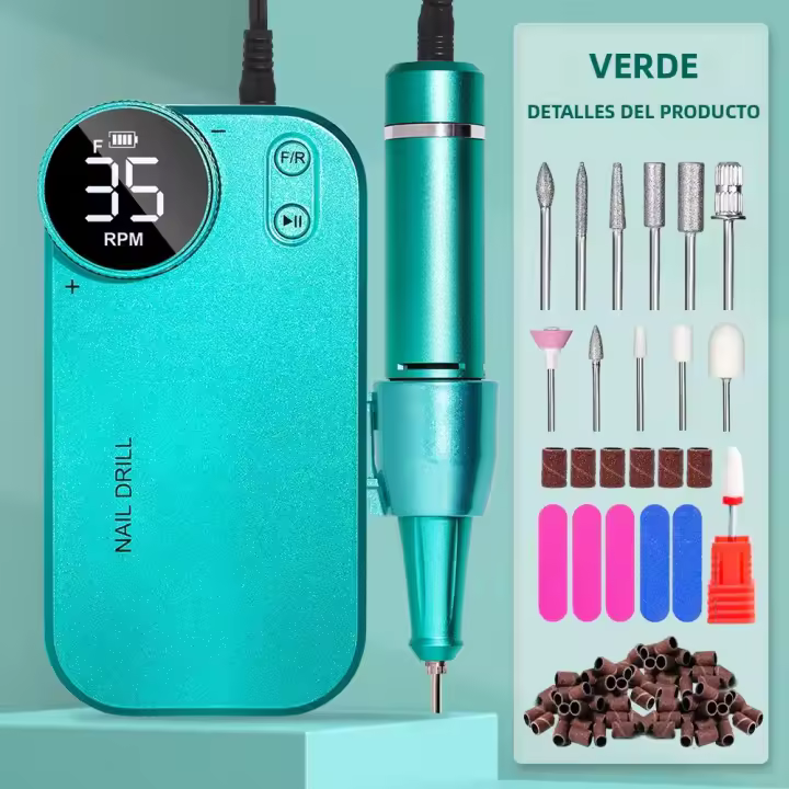 Máquina De Uñas Recargable 35000RPM Con Pantalla LCD Bajo Ruido Profesional Pulidora De Uñas Con Conjunto De Accesorios Para Manicura - 1