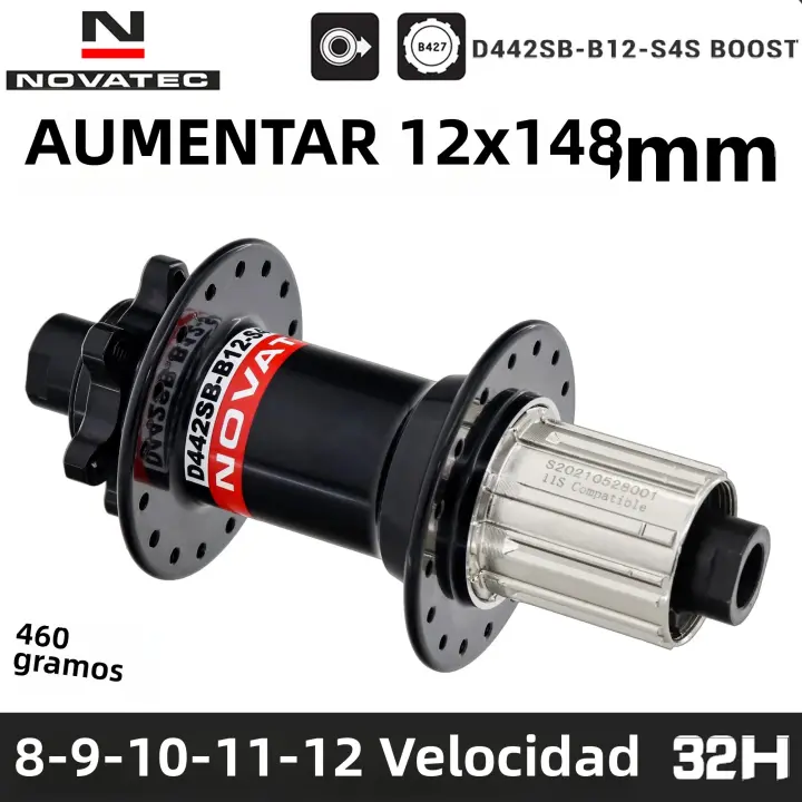 Novatec D442SB-B12 Hub Trasero De Bicicleta Con Eje Transversal De 148mm X 12mm Y 142x12mm 32 Agujeros 6 Tornillos Compatible Con Micro Spline - 1