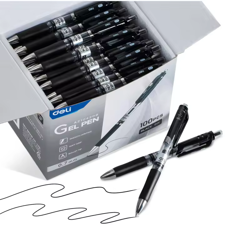 Deli Gel Pens 10 Pcs Rotuladores Retráctiles Tinta Negra Punto Medio 0.5mm Escritura Suave Secado Rápido No Mancha Para Diario - 1