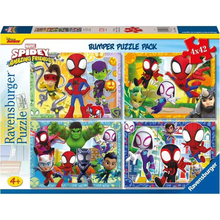 RAVENSBURGER 4 PUZLES PROGRESIVOS SPIDEY Y SU SUPEREQUIPO 12/16/20/24 PIEZAS, 01066, TIENDA CON LICENCIA OFICIAL - 1