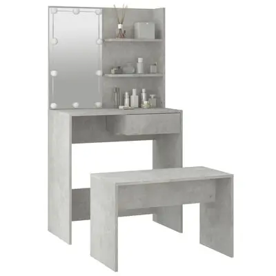 Juego de tocador con LED Madera contrachapada Blanco - 1