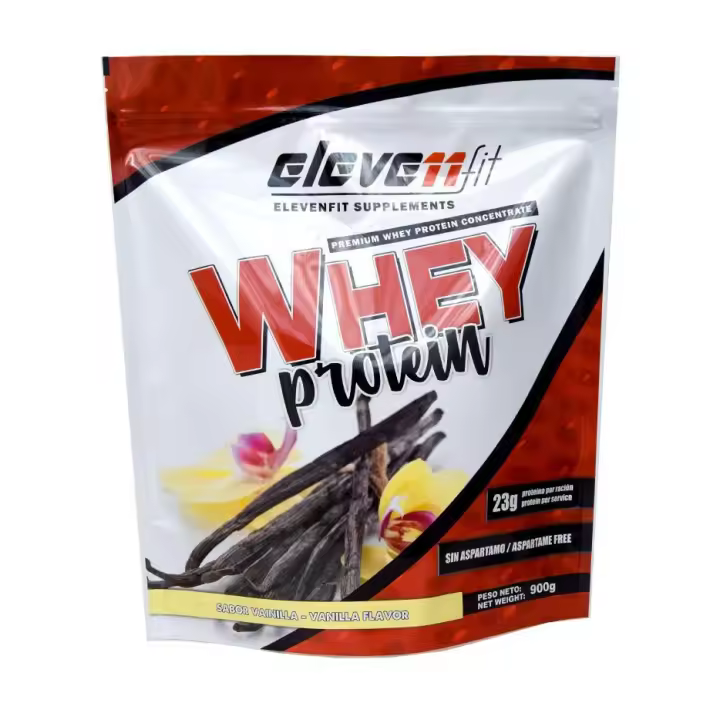 Eleven Fit Proteina Whey Pro, Concentrado de Suero / Aumenta Masa Muscular / BCAA's y Antioxidantes / Refuerza Huesos y Defensas / Bajo en Grasas y Carbohidratos, Sabor Vainilla, 900GR - 1