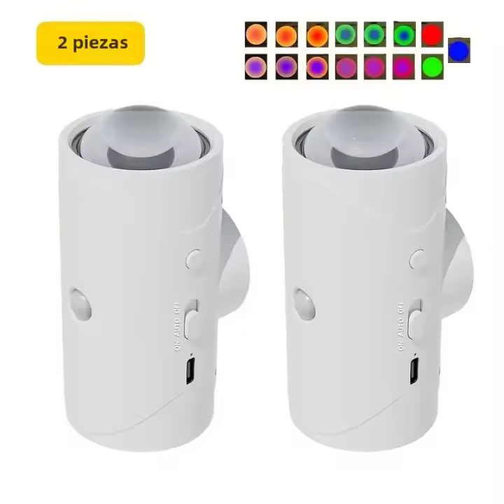 2Pcs Luz Nocturna LED Sensor De Movimiento Recargable USB Con Montaje Magnético Luz De Pared Para Interior 15 Colores RGB Iluminación Para Escaleras - 1