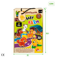 Puzzle interactivo Montessori Lisciani con animales de granja de madera y casitas de cartón para guardarlos, 27 piezas - details 7