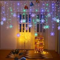 Luces De Navidad En Forma De Copo De Nieve 8 Modos Guirnalda De Ventana LED Icicle Fairy 2024 EU-Plug Decoración Para Año Nuevo 2025 - details 3