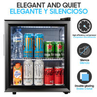 Cassary Mini frigorífico de 35 hasta 98 litros (temperatura de 0-10ºC). Nevera con puerta de cristal de bajo consumo. Mini nevera pequeña para habitación con puerta expositora. Frigoríficos pequeños. - details 4