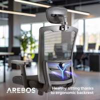 AREBOS Silla de oficina ergonómica silla escritorio con reposacabezas ajustable - details 10