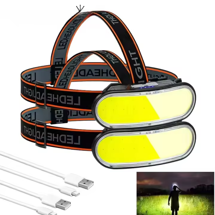 Linterna Frontal LED COB 180° Recargable Por USB Con 3 Modos Lámpara De Cabeza Para Senderismo Y Camping Impermeable - 1