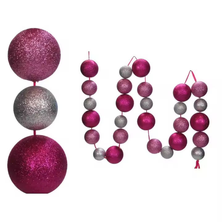 Gerimport Guirnalda Navideña de Bolas Rosa - 270 X 6,80 X 6,80 Cm - 1
