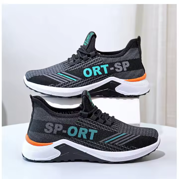 Zapatos deportivos casuales de suela blanda para hombre, zapatos individuales transpirables de malla tejida voladora, zapatos planos para correr - 1