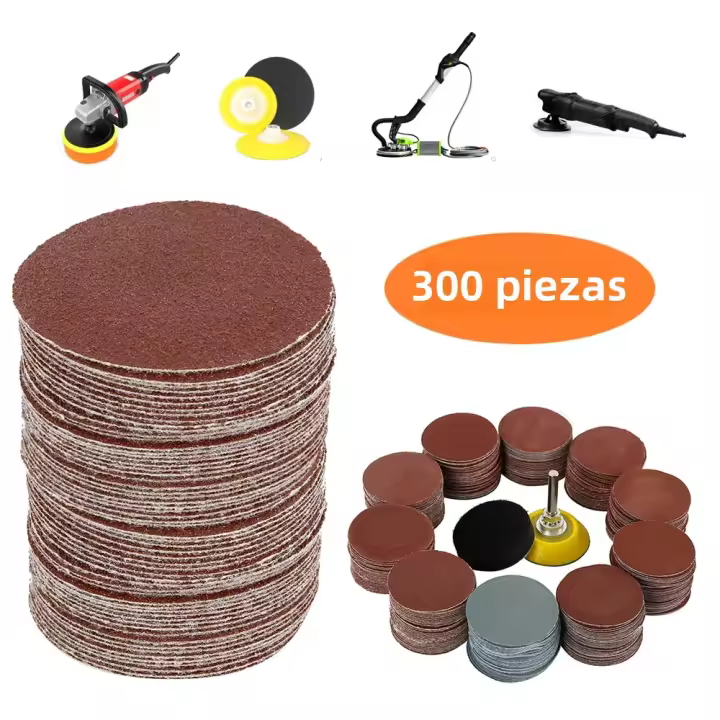 Set De Discos De Arena Redondos 100/300Pcs 6 Pulgadas Papel De Piedra Para Polir Madera Herramienta De Tratamiento Abrazadera - 1