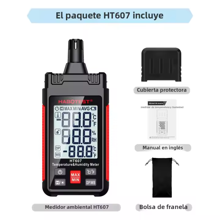 HABOTEST HT607 Medidor De Temperatura Y Humedad Digital Preciso Con Punto De Neblina Ambiental Higrómetro Portátil Para Interior - 1