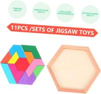 1 juego de bloques de construcción de rompecabezas, rompecabezas de formas de Tangram, rompecabezas de Tangram para adultos, bloques de patrones de Tangram, rompecabezas de Tangram, rompecabezas de madera coloridos - details 2