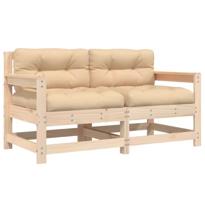 vidaXL Sillones de jardín con cojines 2 uds madera maciza pino Pino natural, Pino blanco, Pino gris Conjunto Terraza Muebles Jardín Exterior Juego de Muebles de jardín Mueble Jardín Exterior Muebles de Salon Exterior - 1