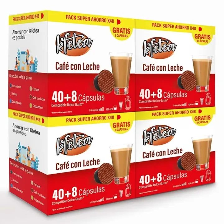 Cafe con leche Kfetea 4 cajas de 48 capsulas compatibles Dolce Gusto 8436583660577 - 1