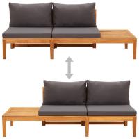 vidaXL Banco de jardín y mesa cojines madera maciza de acacia Blanco crema, Gris oscuro, Conjunto Terraza Muebles Jardín Exterior Juego de Muebles de jardín Mueble Jardín Exterior Muebles de Salon Exterior - details 1