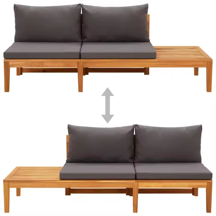 vidaXL Banco de jardín y mesa cojines madera maciza de acacia Blanco crema, Gris oscuro, Conjunto Terraza Muebles Jardín Exterior Juego de Muebles de jardín Mueble Jardín Exterior Muebles de Salon Exterior - 1