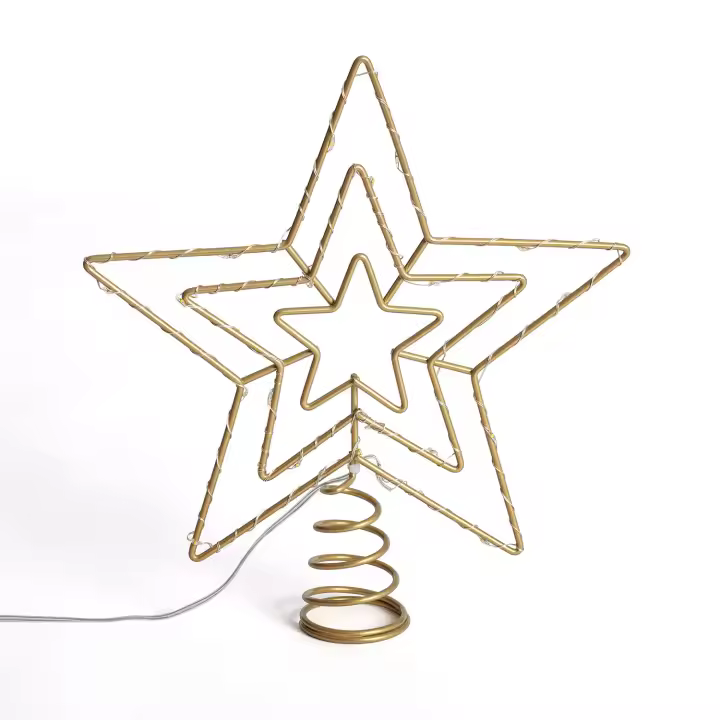 Ledkia Estrella LED para Árbol de Navidad Metal con Batería Jaione Dorado - 1