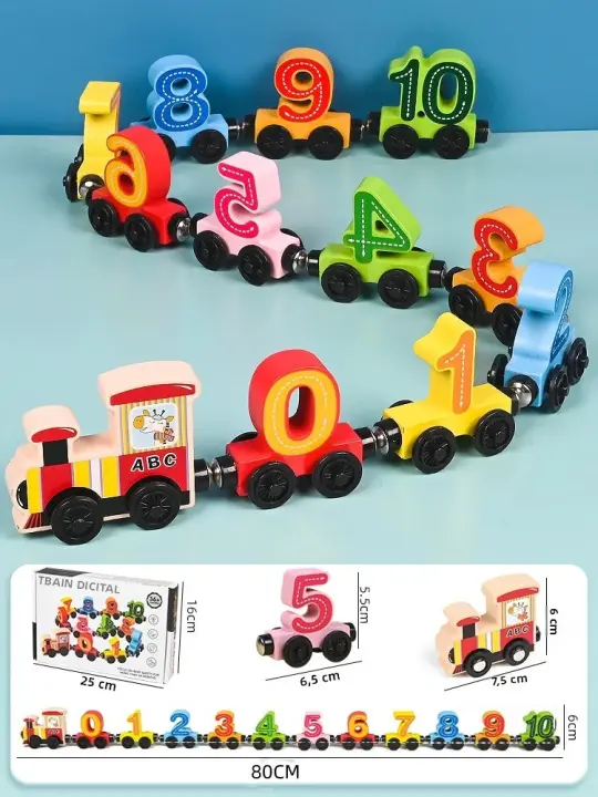 Juguete De Tren De Madera Montessori Para Niños Y niñasEducación Temprana Alfabetización Magnético Número Set De Tren Para Bebés Juegos De Matemáticas - 1