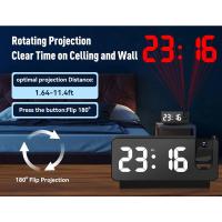 Reloj De Alarma Creativo Con Proyección En Pared 180° Rotativo Pantalla LED Silenciosa De Colores Regalo Para Dormitorio - details 3