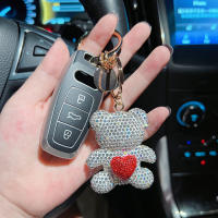 Llavero De Muñeco De Oso De Amor Con Diamantes Cerámica Y Metal Grande En Forma Circular Regalo Pequeño Para Niñas - details 15