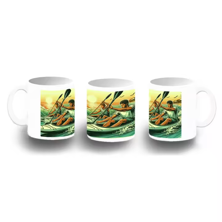 MERCHANDMANIA TAZA FOTOLUMINISCENTE deporte playa kayak amigos competicion brilla oscuridad - 1