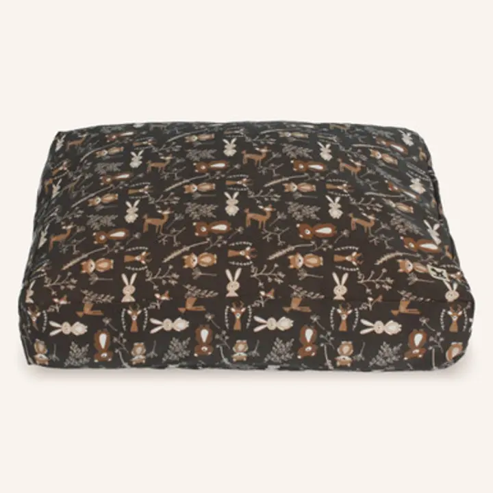 Funda de Cama Rellenable y Sostenible para Perros y Gatos Molly Mutt - Modelo Gorgeous Beasts (marrón escuro con diseños de criaturas) - Lona 100% algodón transpirable y certificado - Lavable a máquina - Diversos Tamaños - 1