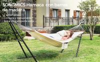 SONGMICS Hammock, Canvas Surface: 210 x 150 cm, Resistance 300 kg GDC22M, Color Beige/ Carga de - details 0