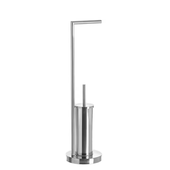Portarrollos escobillero plateado de acero inoxidable de Ø 19x74 cm - 1