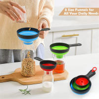 Juego De 3 Funcales Plegables Y Telescópicos De Silicona Para Cocina Con Boca Ancha Herramientas Para Rellenar Jarros De Especias Y Aceite - details 0