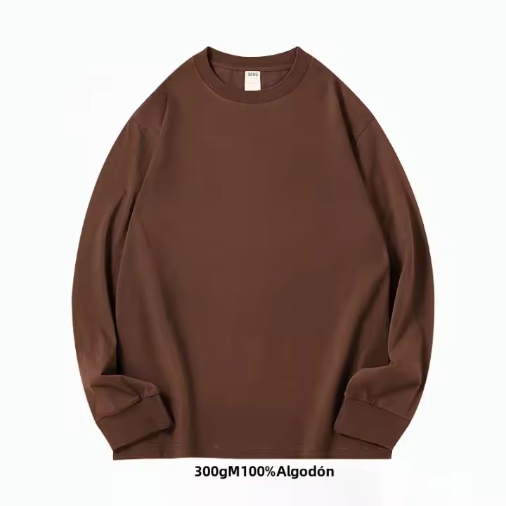 Camiseta De Algodón Grueso 300g Para Hombre Y Mujer Con Mangas Largas Para Primavera Otoño Blanca Suelta Capaz De Camiseta Básica - 1