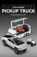 Modelo De Camión Tesla Cybertruck 1/24 Con Sonido Y Luz Vehículo De Montaña Para Niños Juguetes De Metal Y Plástico Regalo Ideal - details 0