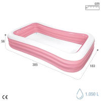 Piscina hinchable rectangular INTEX color rosa, para niños y niñas, piscinas infantiles, medidas 305x183x56cm, capacidad 1050L, incluye parche de reparación - details 3