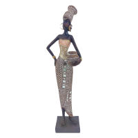 CAPRILO REGALOS & DECORACIÓN Figura Decorativa de Resina "Africana Plantada con Jarrón" . Adornos y Esculturas. Regalos Originales. Decoración Hogar. 9,50 x 5 x 33 cm - details 0