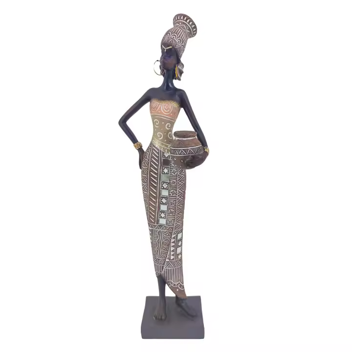 CAPRILO REGALOS & DECORACIÓN Figura Decorativa de Resina "Africana Plantada con Jarrón" . Adornos y Esculturas. Regalos Originales. Decoración Hogar. 9,50 x 5 x 33 cm - 1