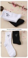 6 Pares De Calcetines De Corazón Negros Y Blancos Para Mujer De Medio Tamaño Transpirables Moda Primavera Verano Colección Casual - details 3