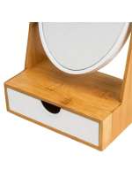 STARLEY - Espejo de Maquillaje Doble Cara • Espejo 1X/2X • Base de Bambú Natural con Cajón • Espejo de Mesa Portátil 17x10x25 cm • Ideal para Maquillaje y Cuidado Diario - details 3