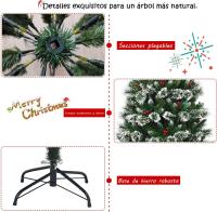 ARBOL DE NAVIDAD SILVESTRE 120cm, 210cm. Arbol de Navidad Verde Abeto, Árbol de Navidad Artificial, Verde PVC Árboles Decoración Navideña, con Efecto Nieve y piñas, Soporte de Maderal (con Efecto Nieve y piñas) - details 2