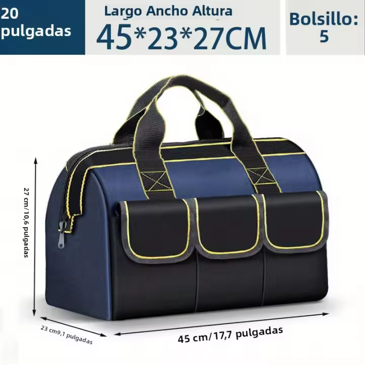 Bolsa De Herramientas Multifuncional De 23 Pulgadas Capacidad Grande Resistente Al Agua Y Al Desgaste Con Múltiples Bolsillos Para Electricistas - 1