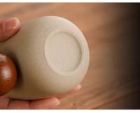 Taza de café japonesa - Tazas de cerámica artesanal para espresso, diseño rústico en gres, ideal para hogar o cafeterías - details 11