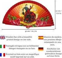 Pack 12 Abanicos Flamencos de Madera + 12 Pulseras de Tela | Souvenir España | Abanico Español con Diseño Flamenco | Regalos para Fiestas Temáticas, Ferias, Bodas, Despedidas - details 1