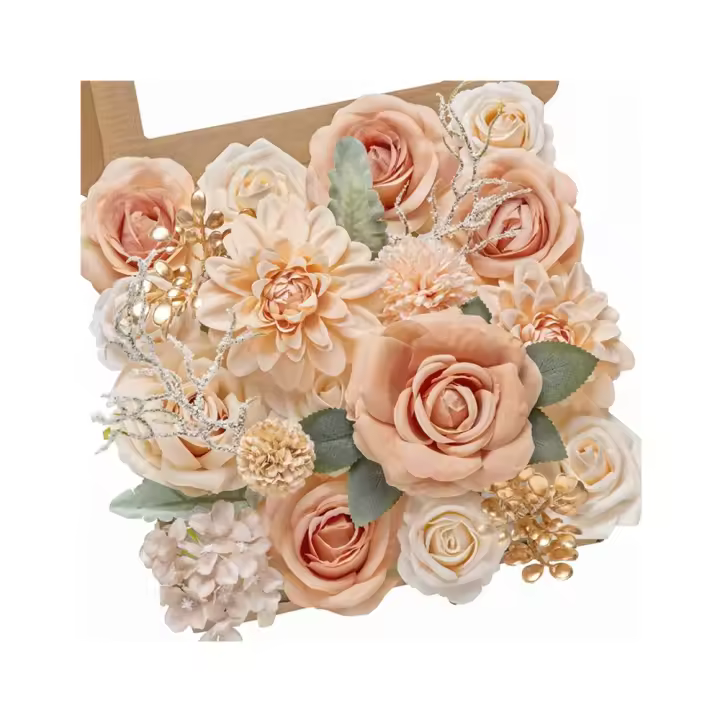 Juego De Flores Artificiales Rosa Nude Para Novia Decoración De Boda Interior Y Exterior DIY Centro De Mesa - 1