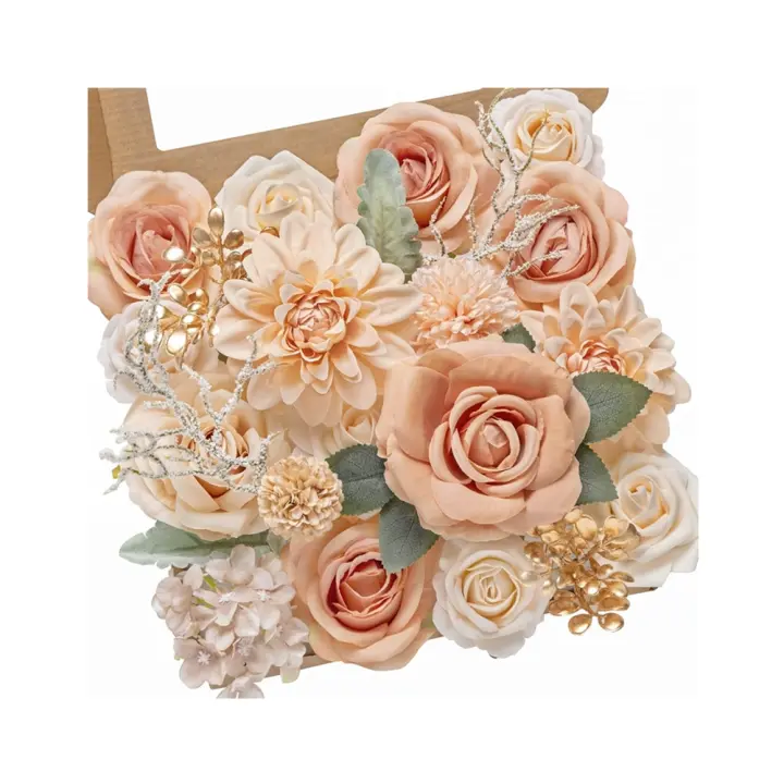 Juego De Flores Artificiales Rosa Nude Para Novia Decoración De Boda Interior Y Exterior DIY Centro De Mesa - 1
