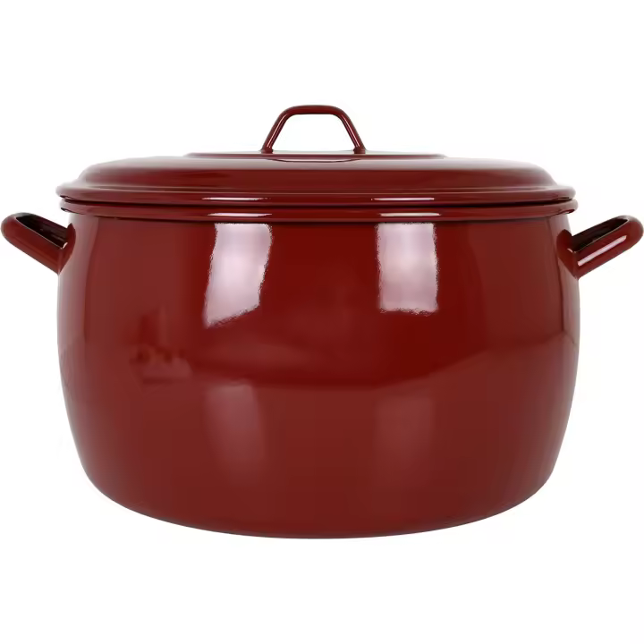 La Estrella - Olla Abombada Acero Esmaltado con Tapa 32cm 16L Teja - Duradera, Antiadherente, Versátil - 1