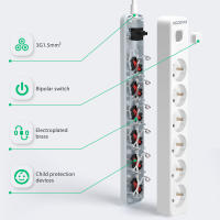 Aigostar Regleta alargador de 6 Tomas con Interruptor y Protección Infantil, 3/5 M, Francés, Blanco, 16A 250V - details 7