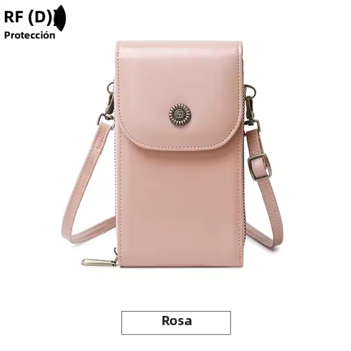 Bolso Bandolera De Cuero PU Con Cierre De Cremallera Y Hebilla Para Mujer Gran Capacidad Con Ranura Para Tarjetas De Crédito Y RFID Protegido - 1