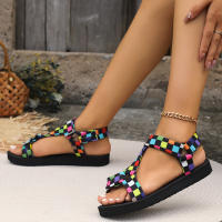 Sandalias De Verano Para Mujer Alpargatas Planas Con Cuerda De Lino Tallas Grandes Zapatos Casuales Para Playa Y Exterior - details 4